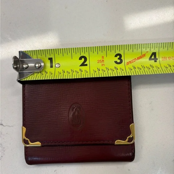 Cartier Burgundy Leather Money Pouch with Textured Pattern and Metallic Accents - Picture 6 of 6